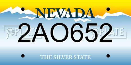 2AO652 Nevada License Plate