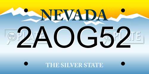 2AOG52 Nevada License Plate