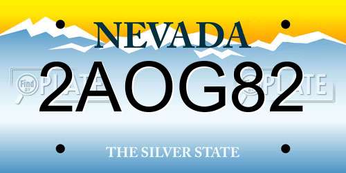 2AOG82 Nevada License Plate