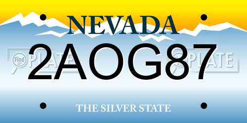 2AOG87 Nevada License Plate