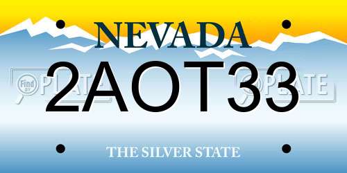 2AOT33 Nevada License Plate