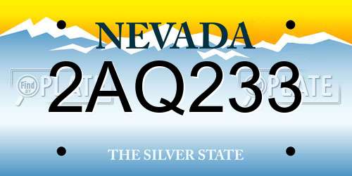 2AQ233 Nevada License Plate