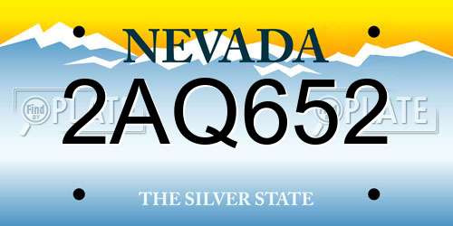 2AQ652 Nevada License Plate