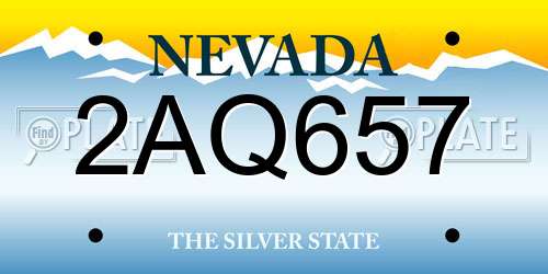 2AQ657 Nevada License Plate