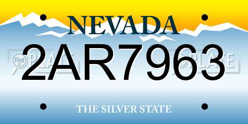 2AR7963 Nevada License Plate