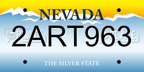 2ART963 Nevada License Plate