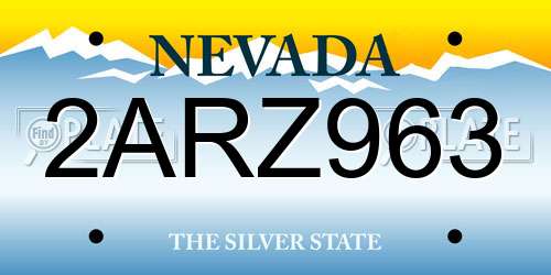 2ARZ963 Nevada License Plate