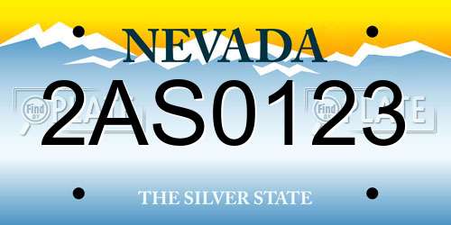 2AS0123 Nevada License Plate