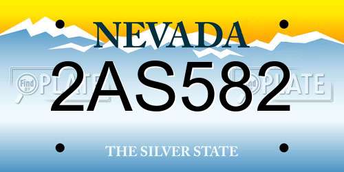 2AS582 Nevada License Plate