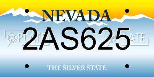 2AS625 Nevada License Plate
