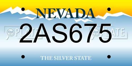 2AS675 Nevada License Plate