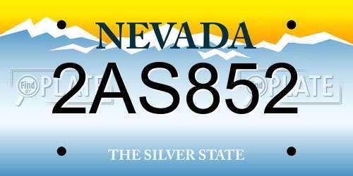 2AS852 Nevada License Plate