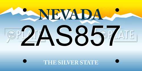 2AS857 Nevada License Plate
