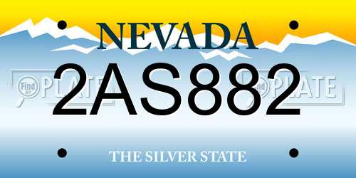 2AS882 Nevada License Plate
