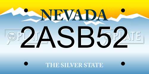 2ASB52 Nevada License Plate