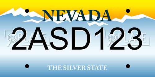 2ASD123 Nevada License Plate