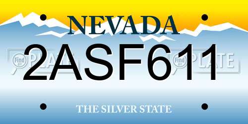 2ASF611 Nevada License Plate