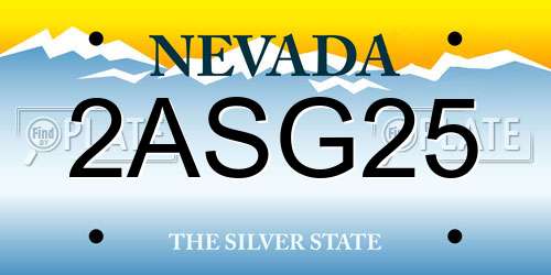 2ASG25 Nevada License Plate