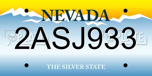 2ASJ933 Nevada License Plate