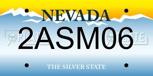 2ASM06 Nevada License Plate