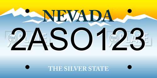 2ASO123 Nevada License Plate