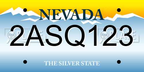2ASQ123 Nevada License Plate