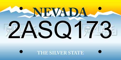 2ASQ173 Nevada License Plate