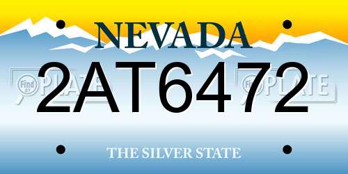 2AT6472 Nevada License Plate