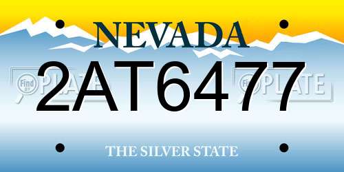 2AT6477 Nevada License Plate