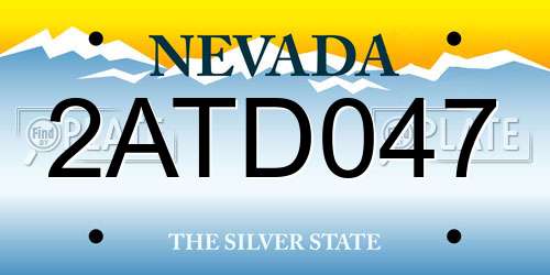 2ATD047 Nevada License Plate