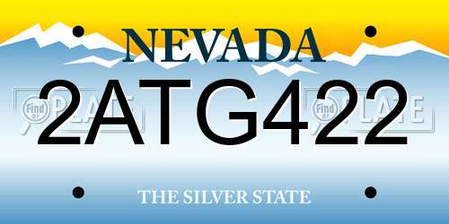 2ATG422 Nevada License Plate