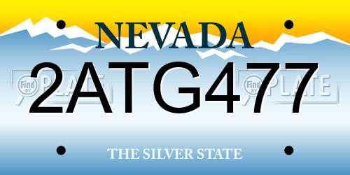 2ATG477 Nevada License Plate