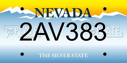 2AV383 Nevada License Plate