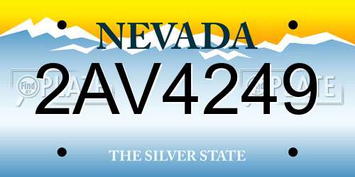 2AV4249 Nevada License Plate