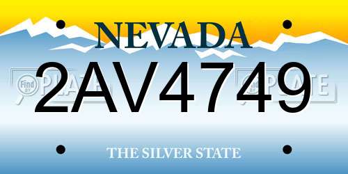 2AV4749 Nevada License Plate