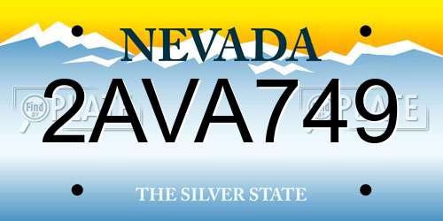 2AVA749 Nevada License Plate