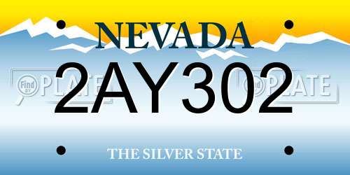 2AY302 Nevada License Plate