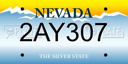 2AY307 Nevada License Plate