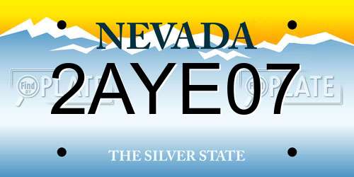 2AYE07 Nevada License Plate