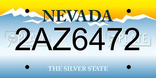 2AZ6472 Nevada License Plate