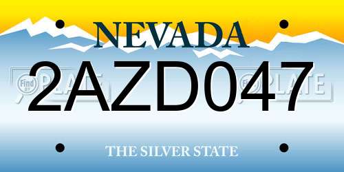 2AZD047 Nevada License Plate