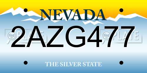 2AZG477 Nevada License Plate