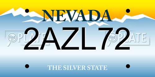 2AZL72 Nevada License Plate