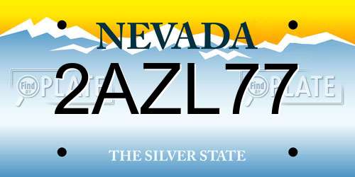2AZL77 Nevada License Plate