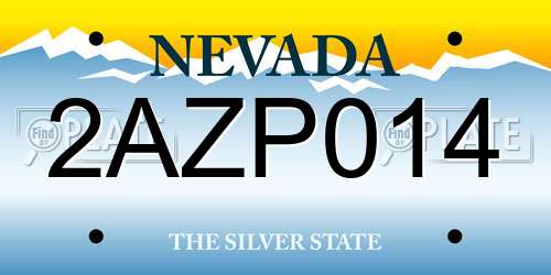 2AZP014 Nevada License Plate