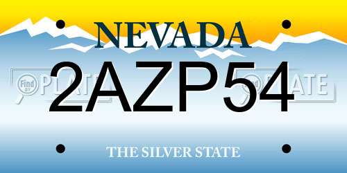 2AZP54 Nevada License Plate