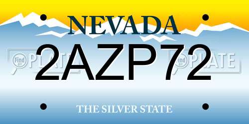 2AZP72 Nevada License Plate