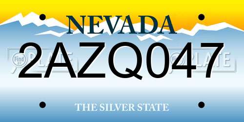 2AZQ047 Nevada License Plate