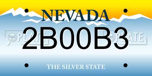 2B00B3 Nevada License Plate
