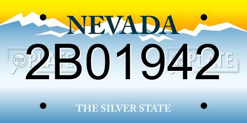 2B01942 Nevada License Plate